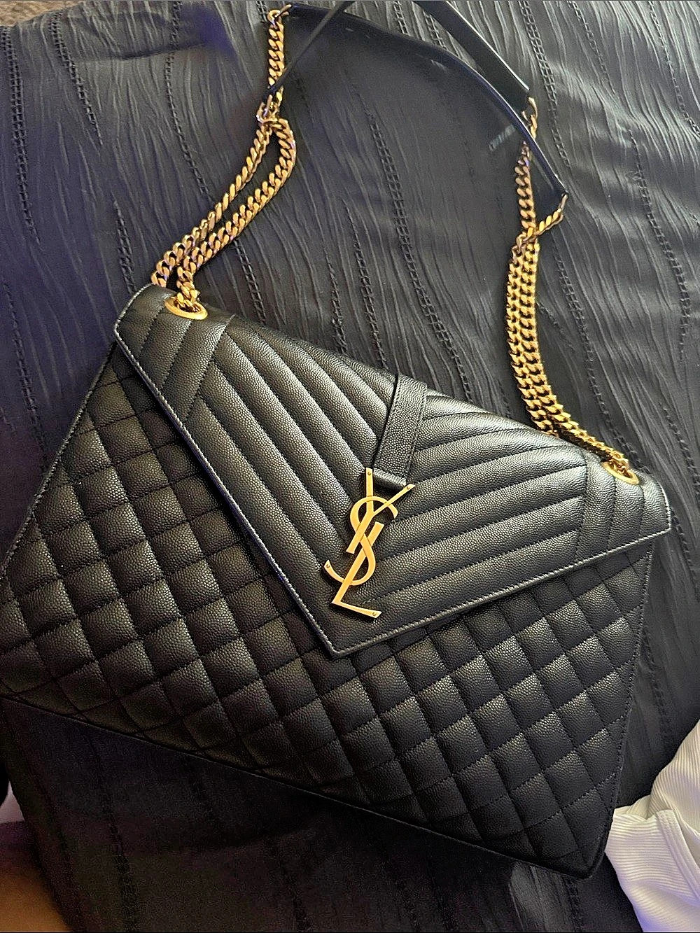 Saint Laurent Large College Monogram Chain Bag Shoulder Bag in Black